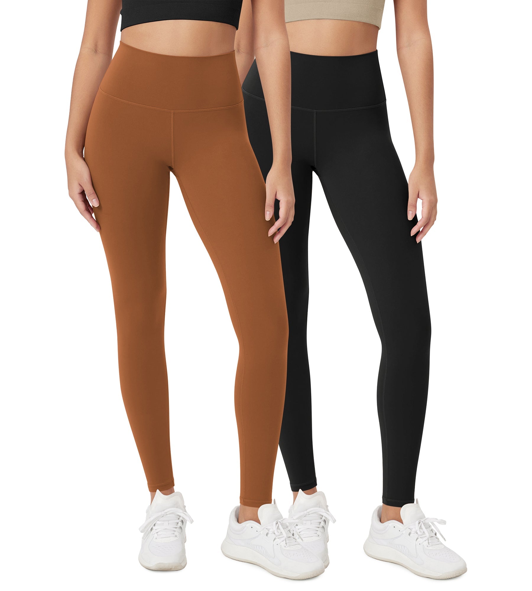 ODCLOUD 2-Pack 28 High Waist Lounge Yoga Leggings Black+Caramel - ododos