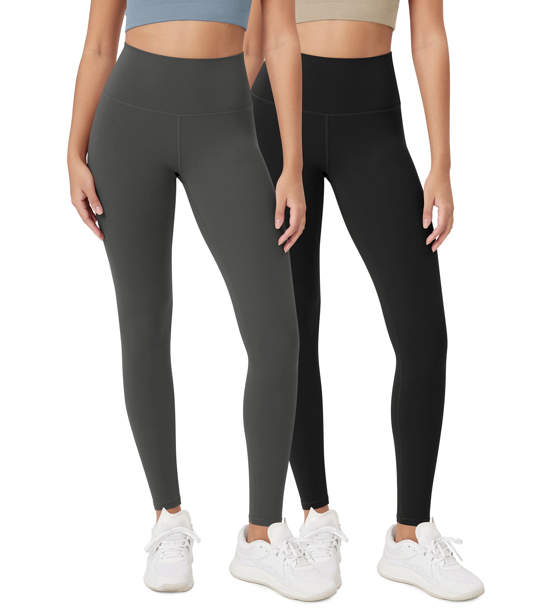 ODCLOUD 2-Pack 28 High Waist Lounge Yoga Leggings Black+Charcoal - ododos