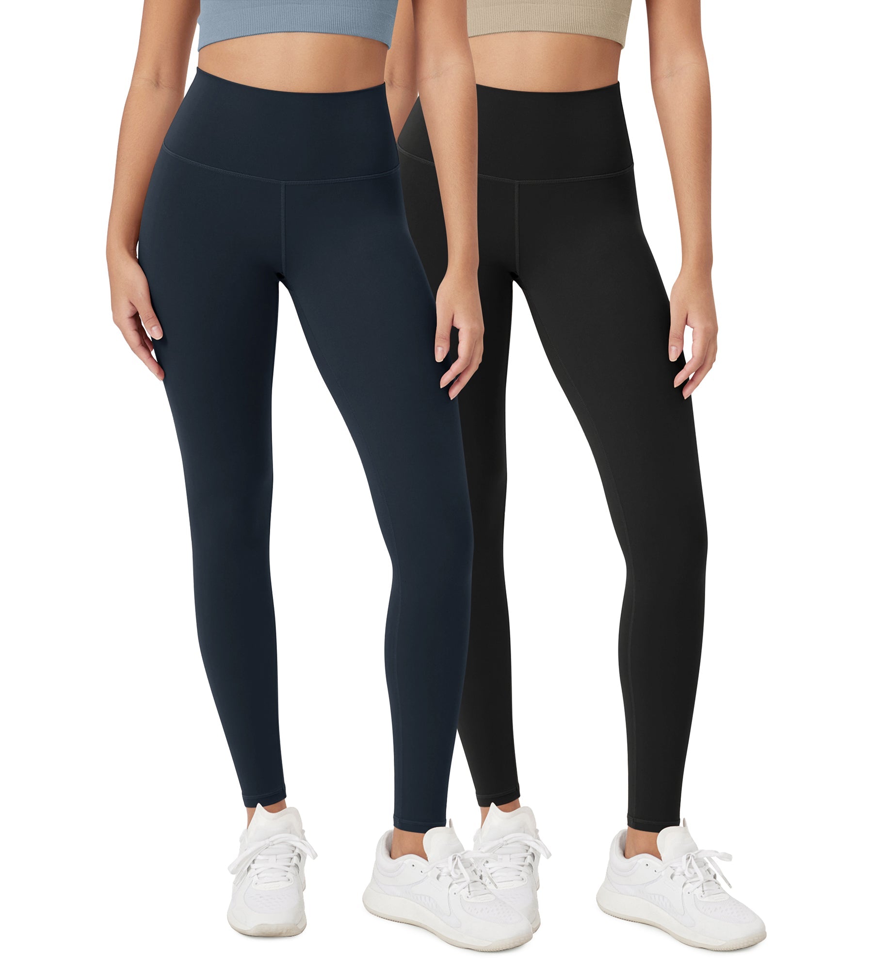 ODCLOUD 2-Pack 28 High Waist Lounge Yoga Leggings Black+Deep Navy - ododos