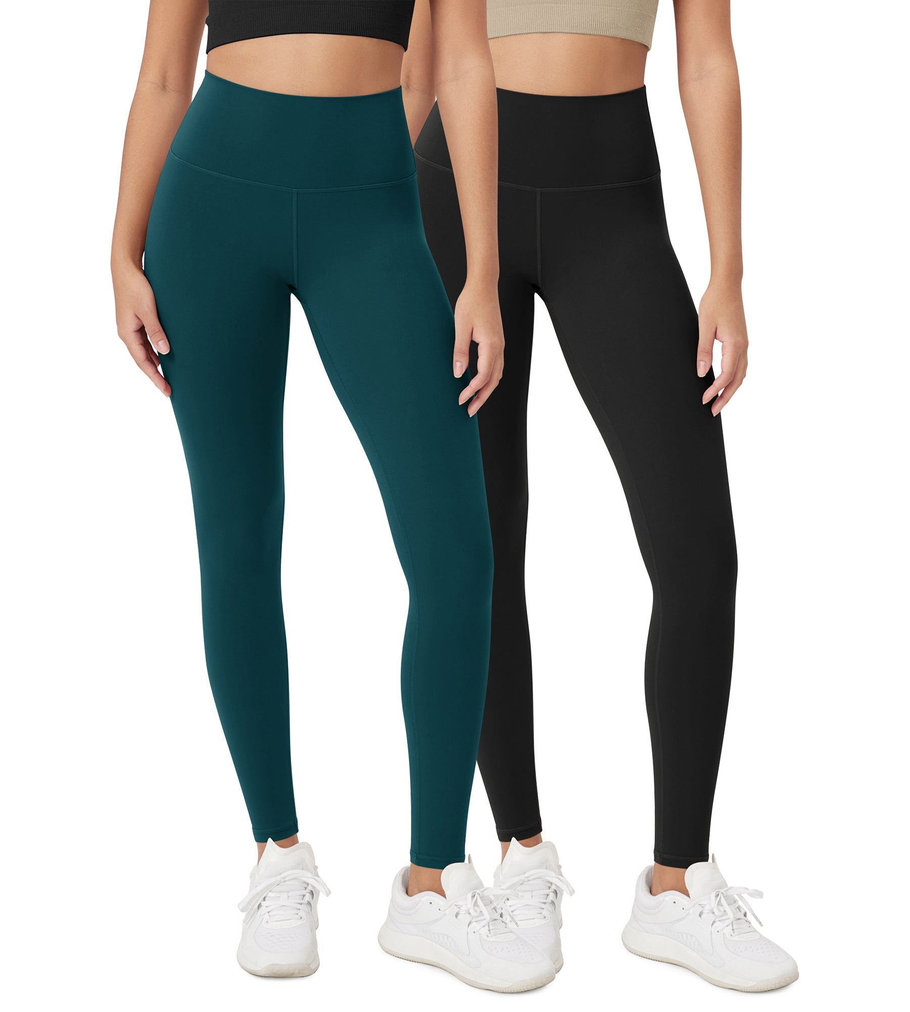 ODCLOUD 2-Pack 28 High Waist Lounge Yoga Leggings Black+Forest Teal - ododos