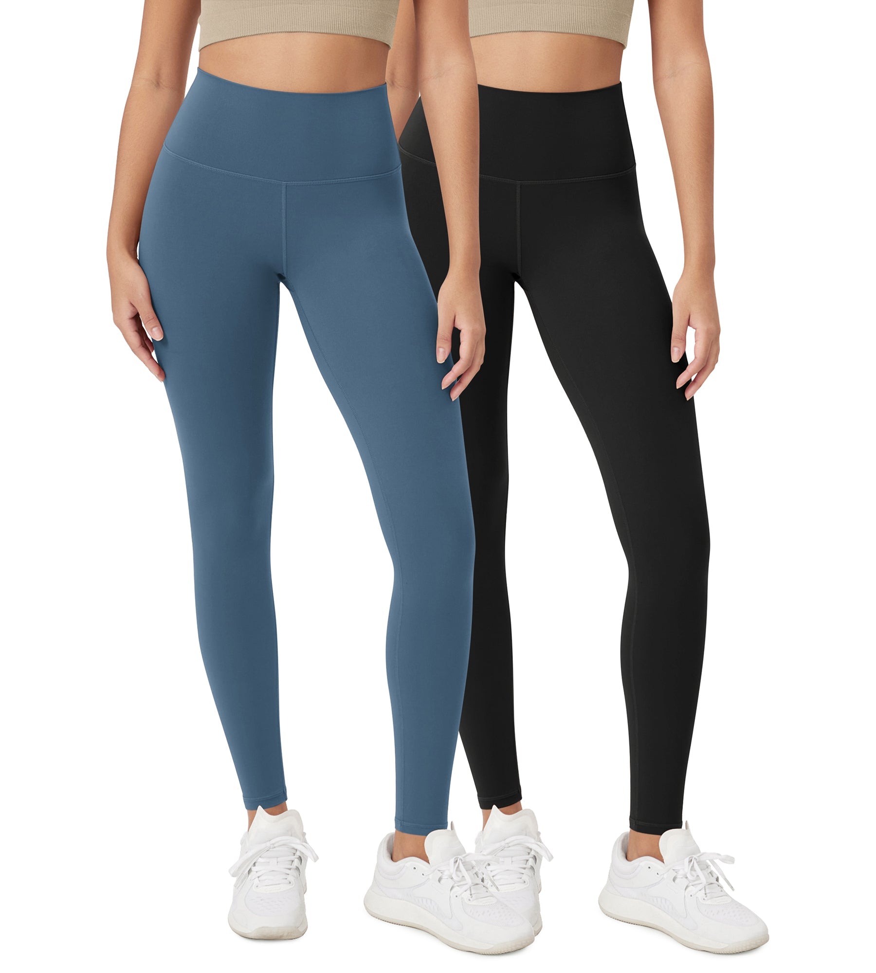 ODCLOUD 2-Pack 28 High Waist Lounge Yoga Leggings Black+Ink Blue - ododos