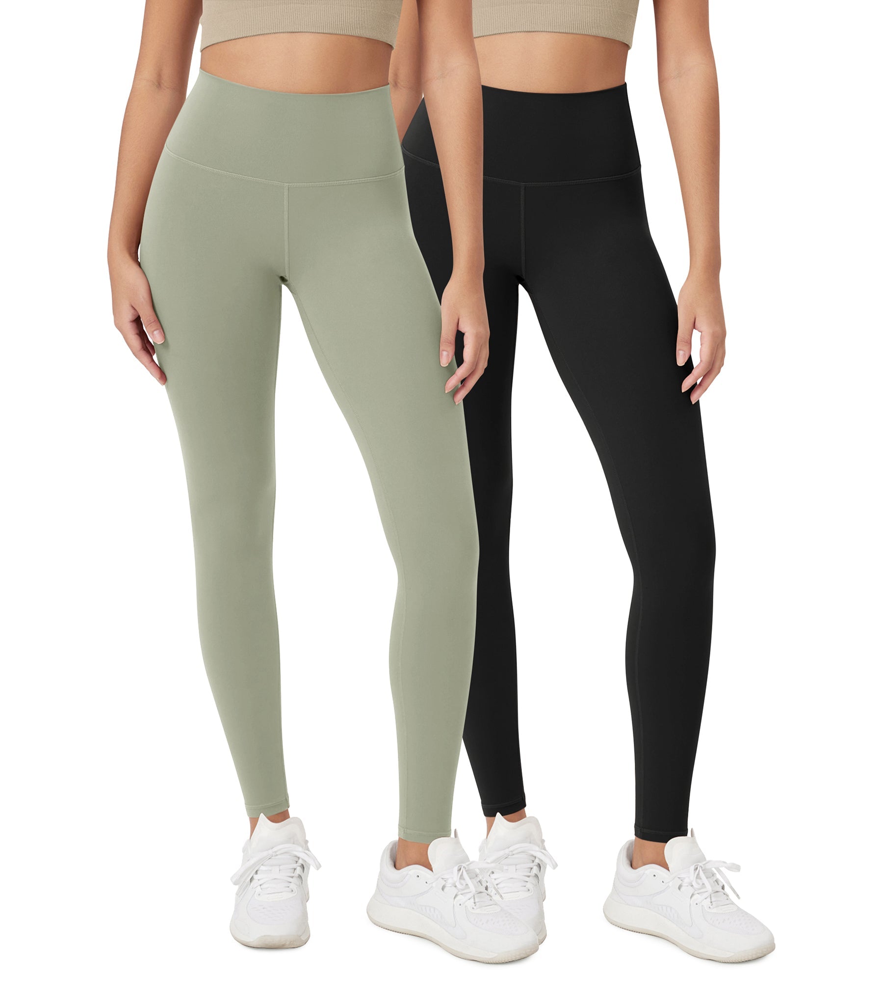 ODCLOUD 2-Pack 28 High Waist Lounge Yoga Leggings Black+Lime Stone - ododos