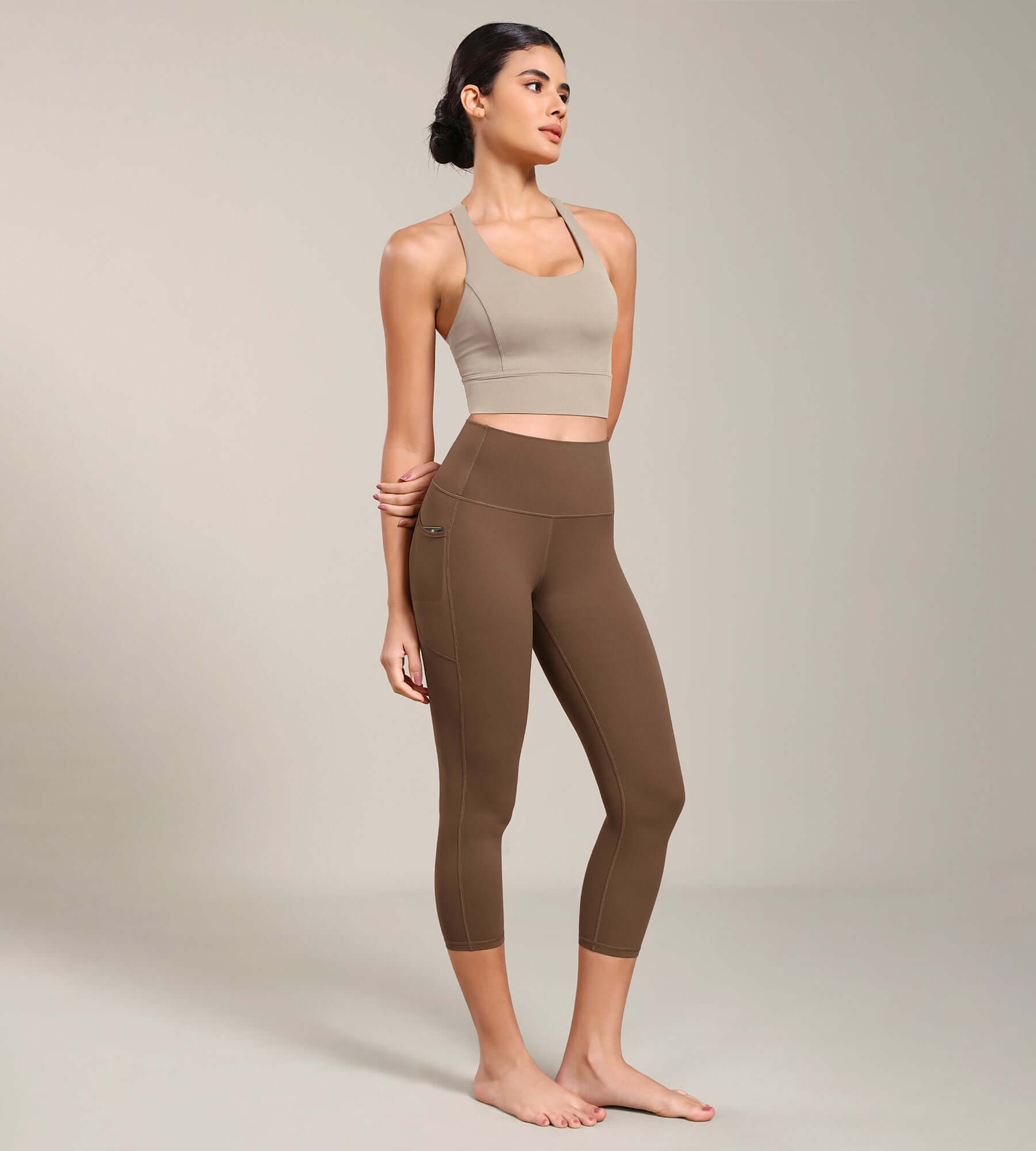 Odcloud Lounge Yoga 21" High Waist Capri Leggings with Pockets - ododos