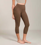 Odcloud Lounge Yoga 21" High Waist Capri Leggings with Pockets Brunette - ododos