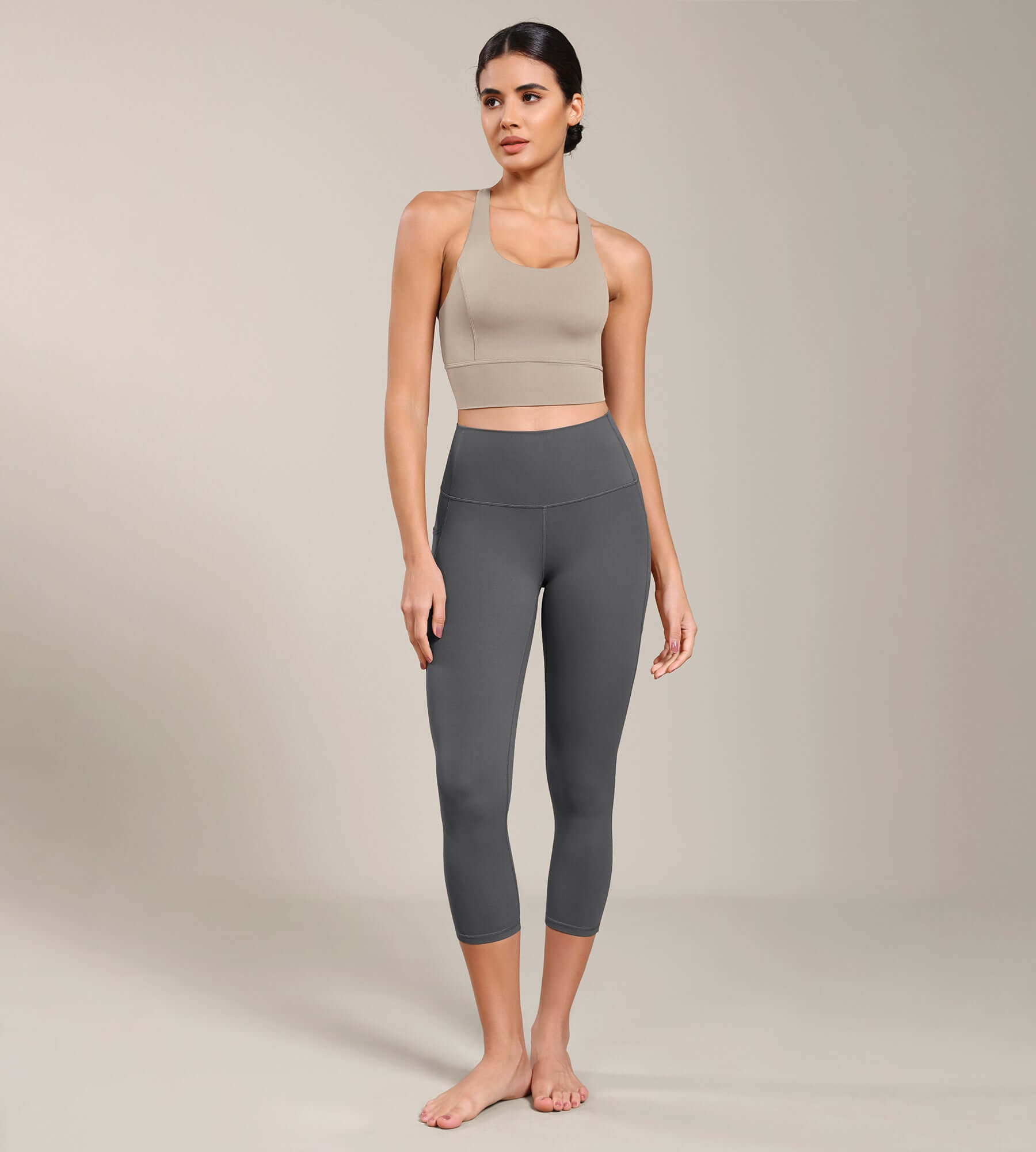 Odcloud Lounge Yoga 21" High Waist Capri Leggings with Pockets - ododos