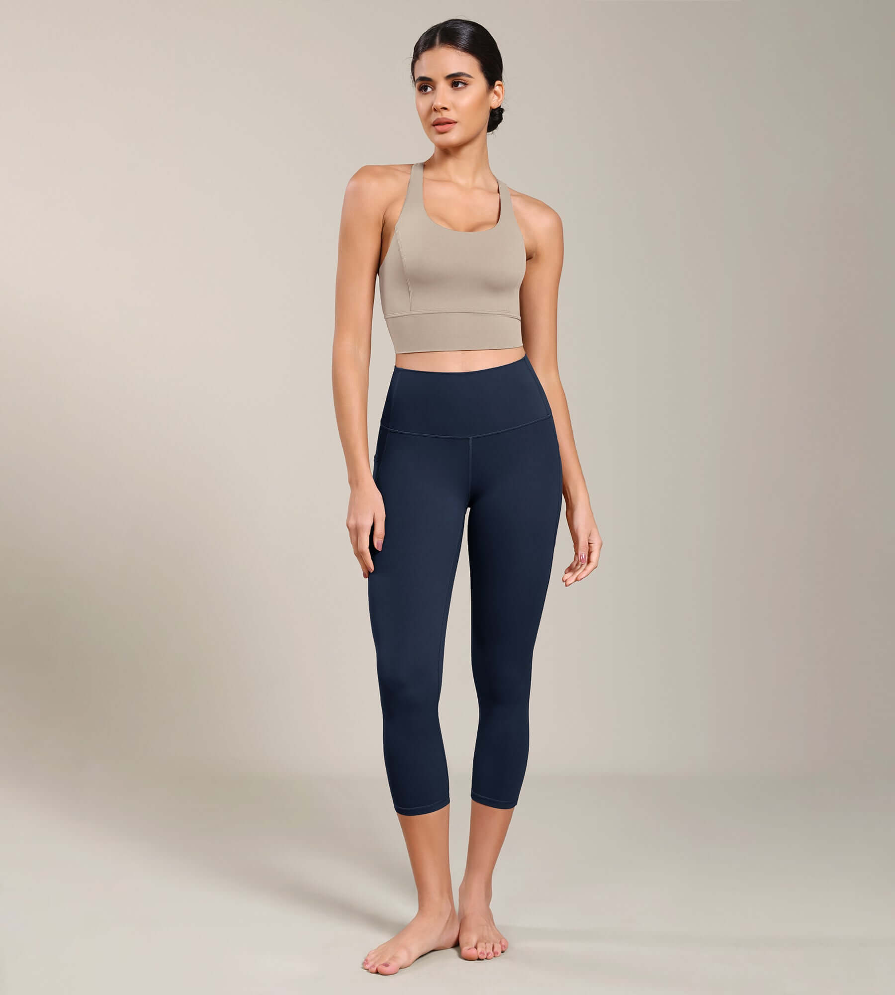 Odcloud Lounge Yoga 21" High Waist Capri Leggings with Pockets - ododos