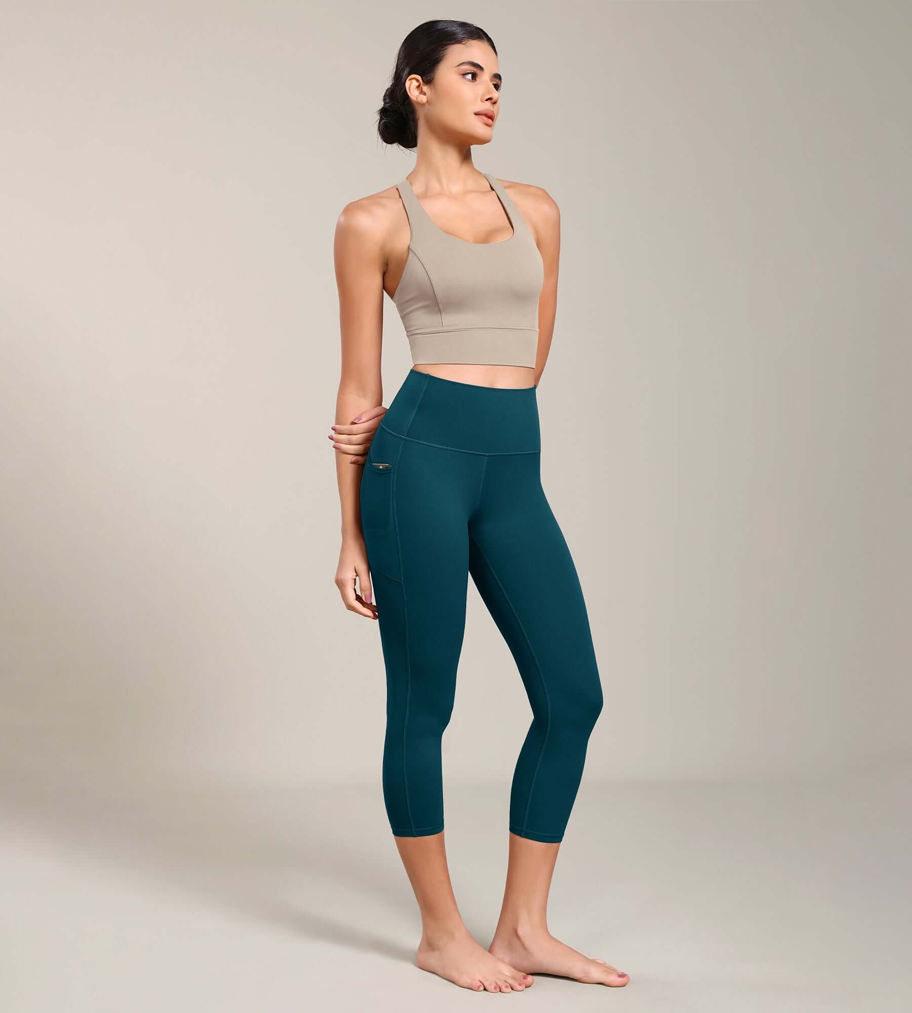 Odcloud Lounge Yoga 21" High Waist Capri Leggings with Pockets - ododos