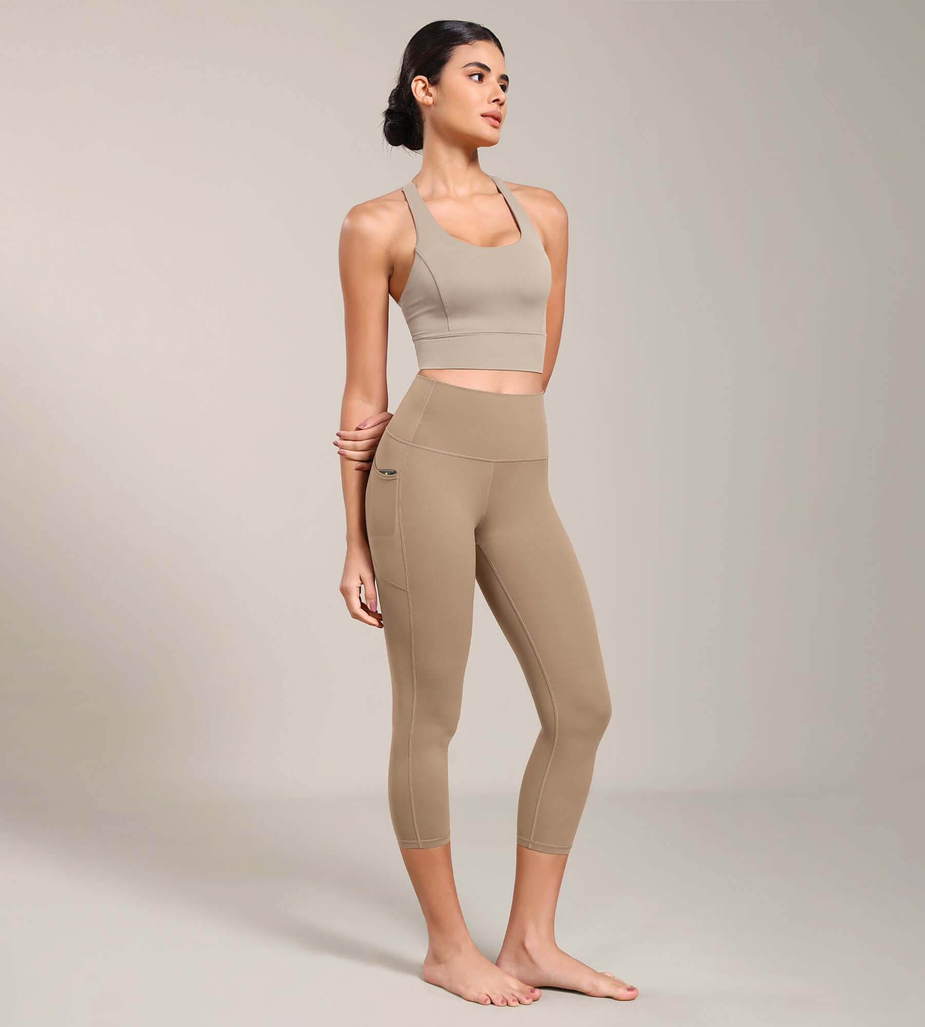 Odcloud Lounge Yoga 21" High Waist Capri Leggings with Pockets - ododos