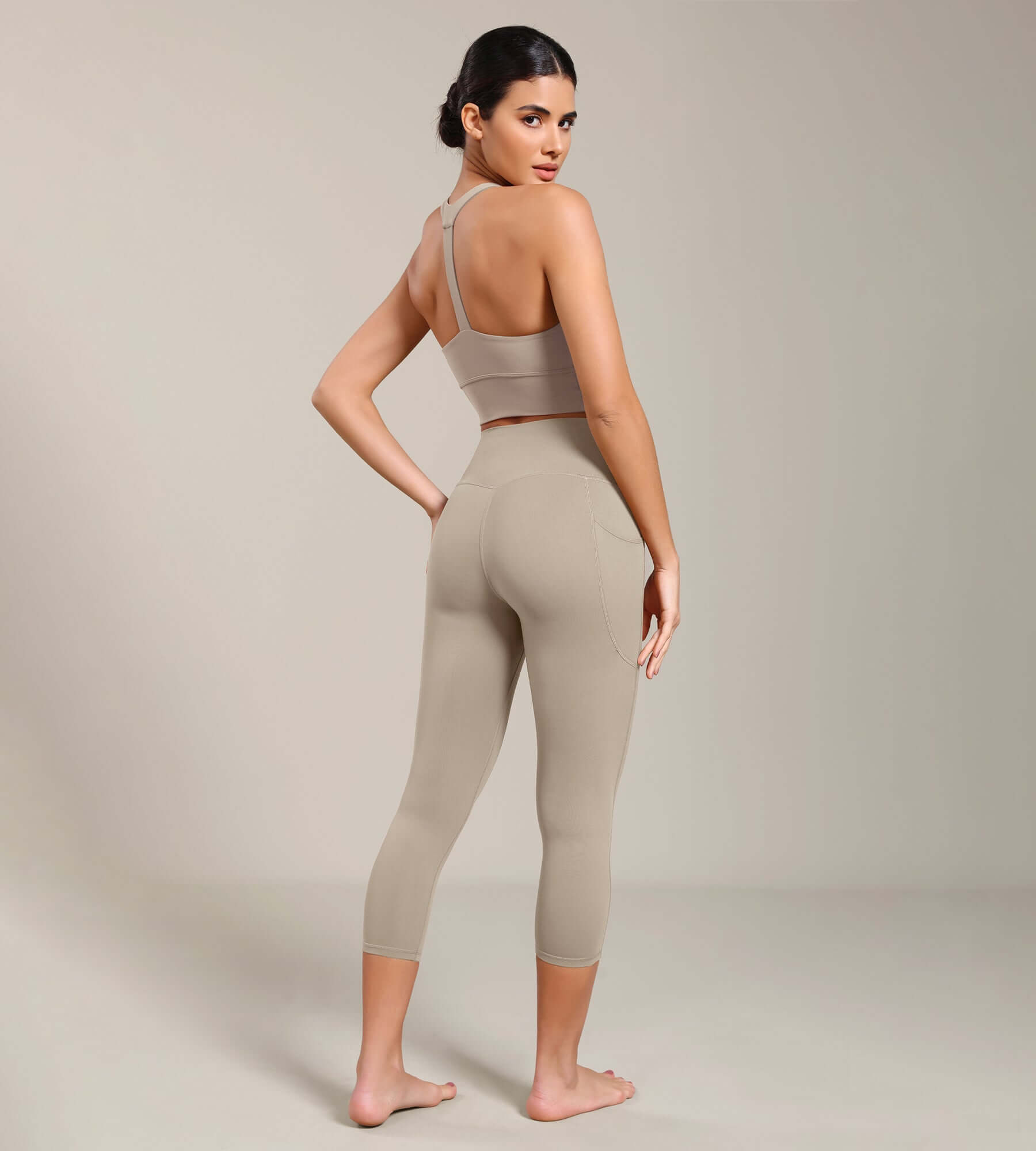 Odcloud Lounge Yoga 21" High Waist Capri Leggings with Pockets - ododos