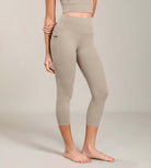 Odcloud Lounge Yoga 21" High Waist Capri Leggings with Pockets Shaker Beige - ododos