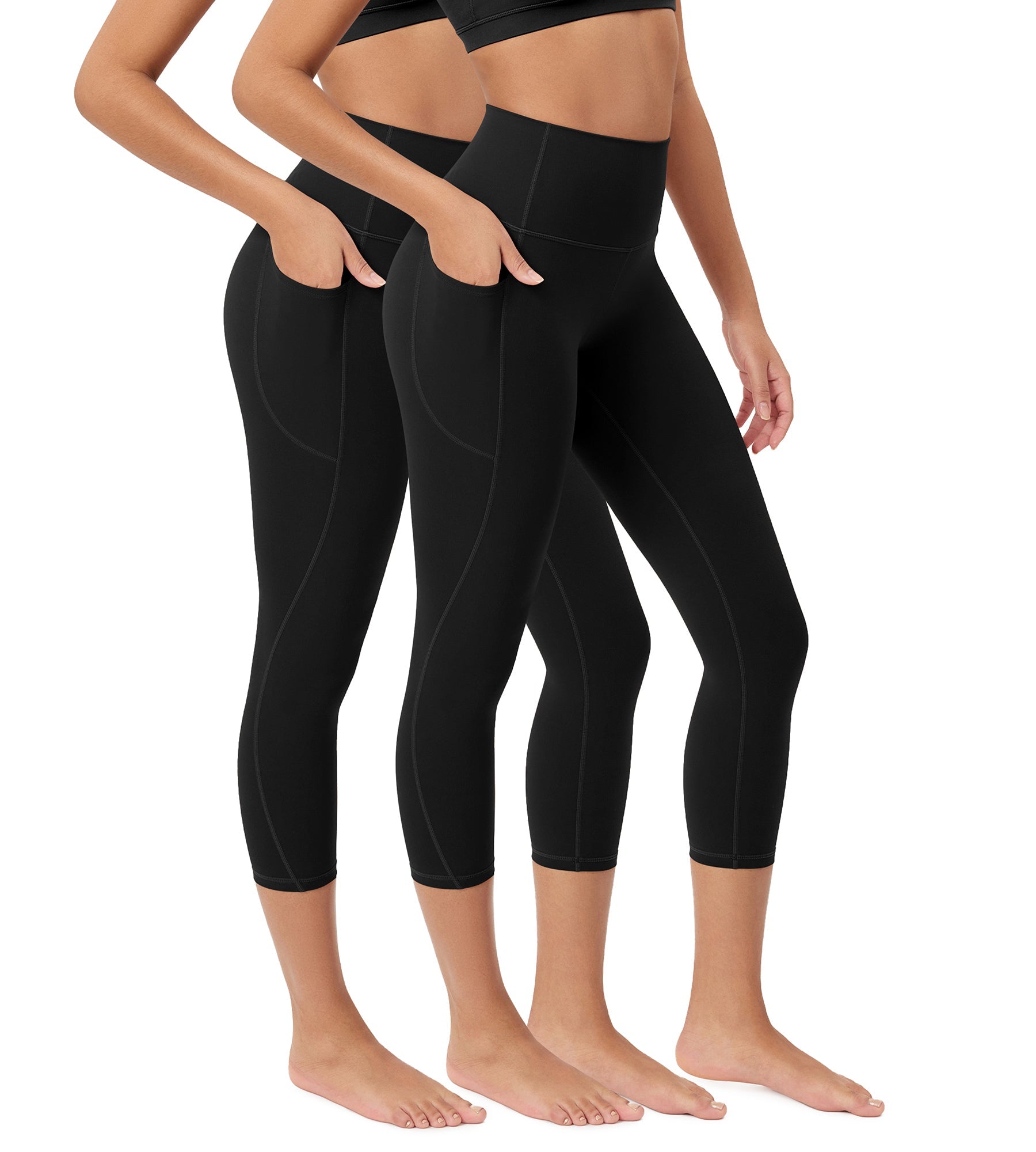 ODCLOUD 2-Pack 23â€?Buttery Soft Lounge Yoga Leggings with Pockets Black+Black - ododos