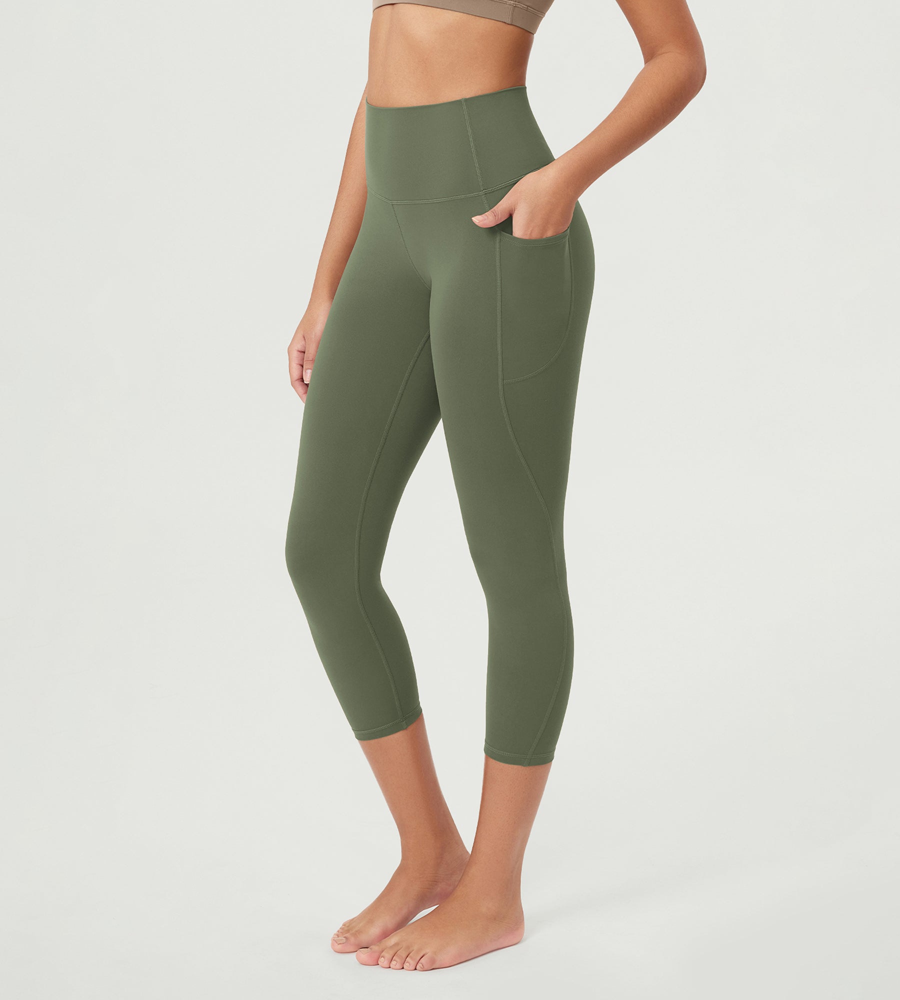 ODCLOUD 23” Buttery Soft Lounge Yoga Leggings with Pockets Dark Olive - ododos