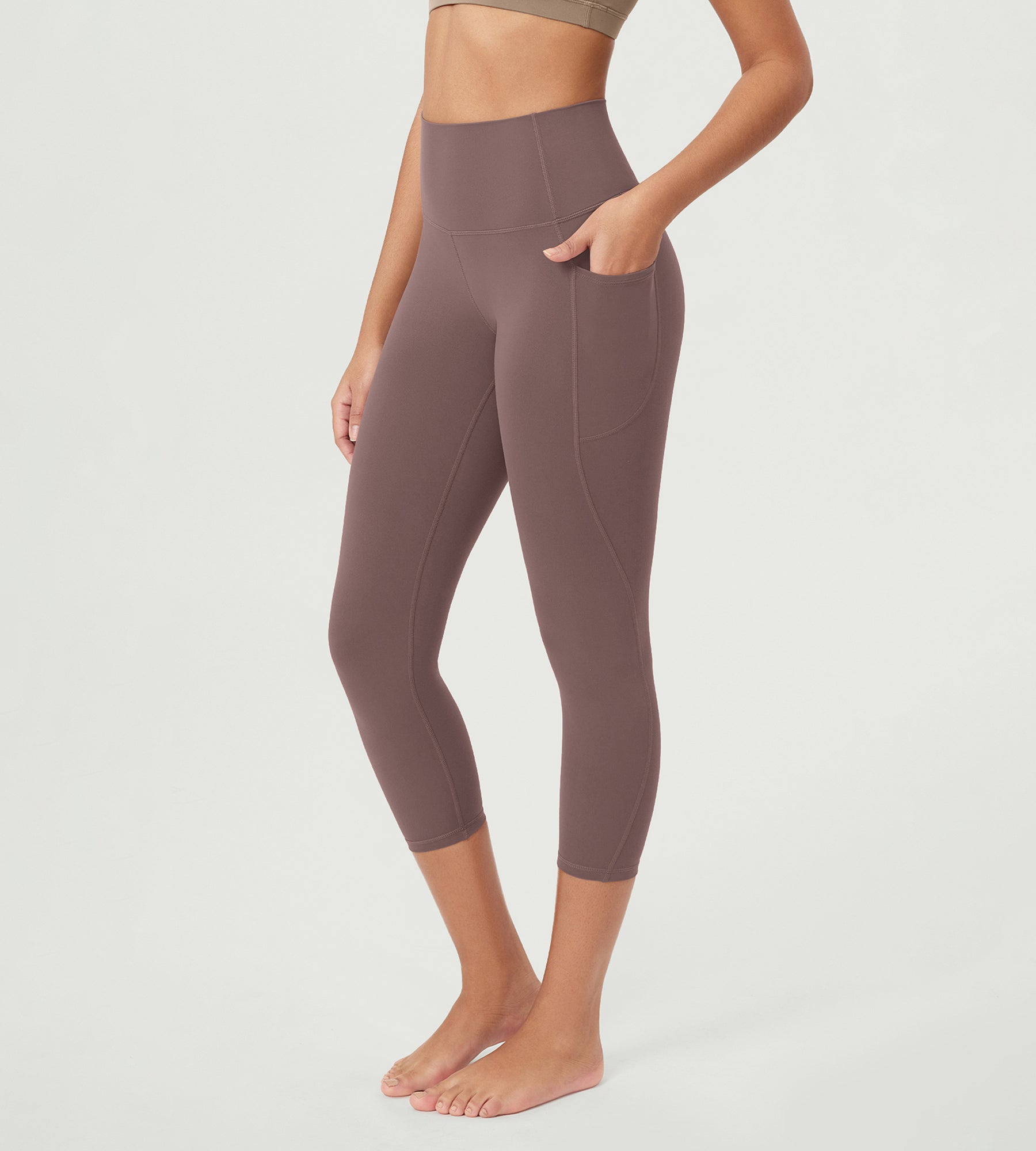 ODCLOUD 23” Buttery Soft Lounge Yoga Leggings with Pockets Purple Taupe - ododos