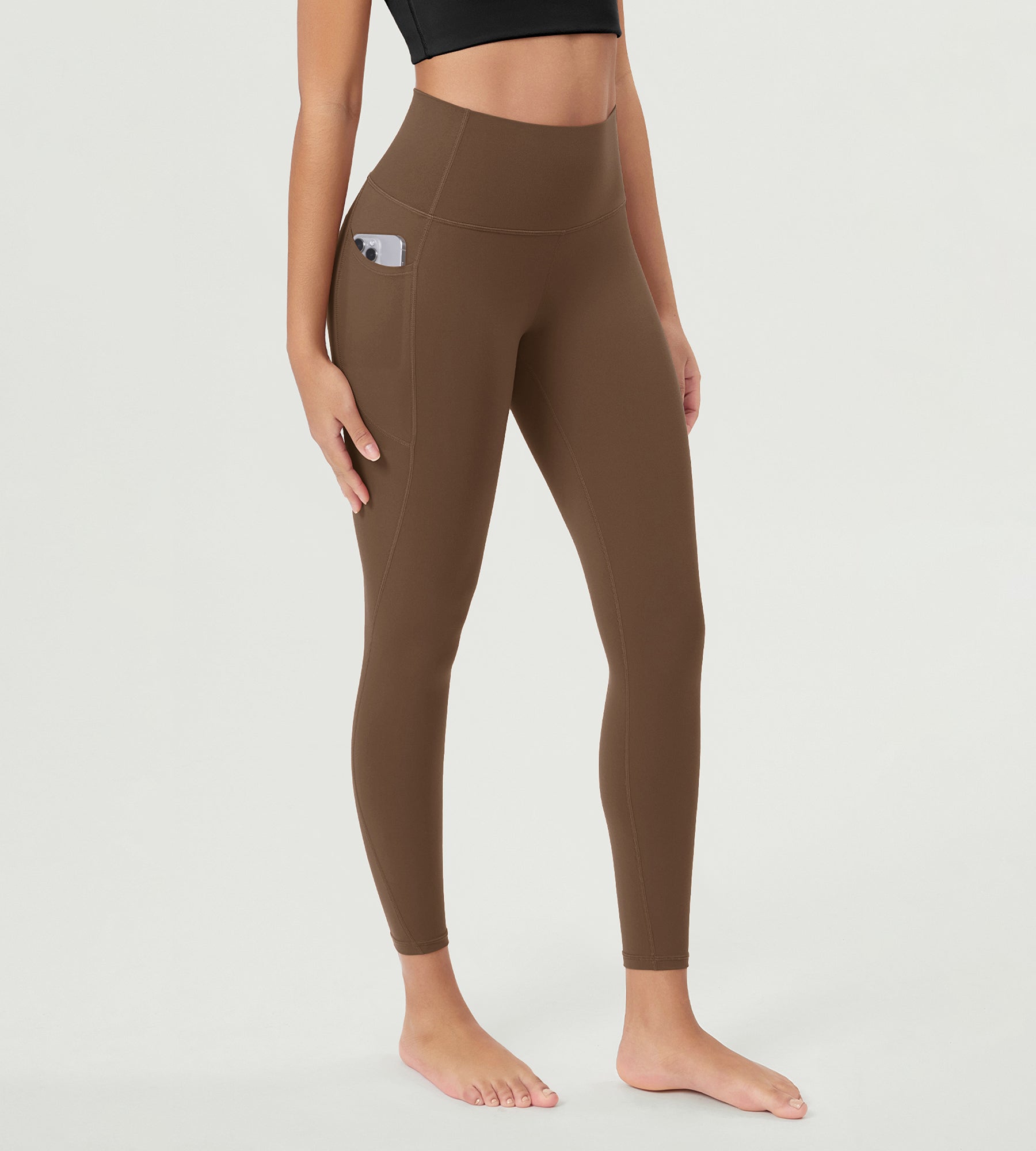 ODCLOUD 25â€?Buttery Soft Lounge Yoga Leggings with Pockets Brunette - ododos