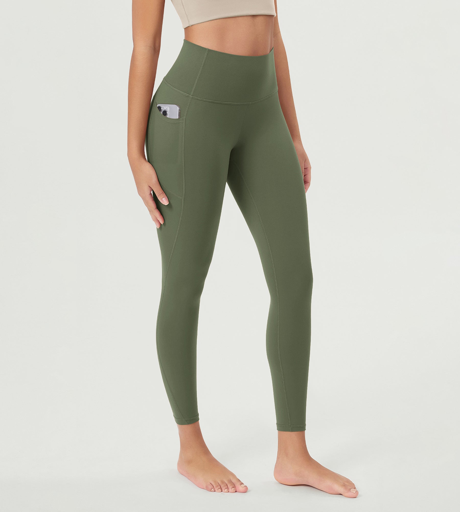 ODCLOUD 25â€?Buttery Soft Lounge Yoga Leggings with Pockets Dark Olive - ododos