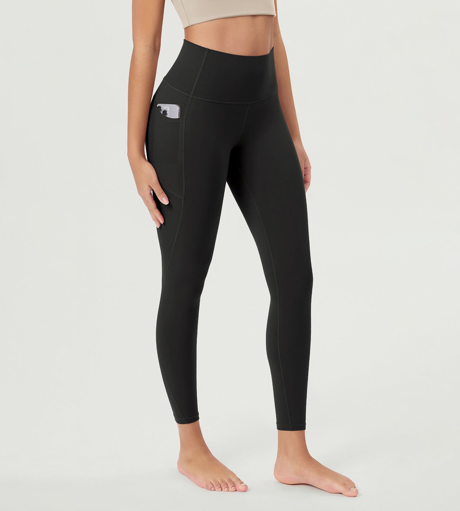 ODCLOUD 25â€?Buttery Soft Lounge Yoga Leggings with Pockets Onyx Black Grey - ododos