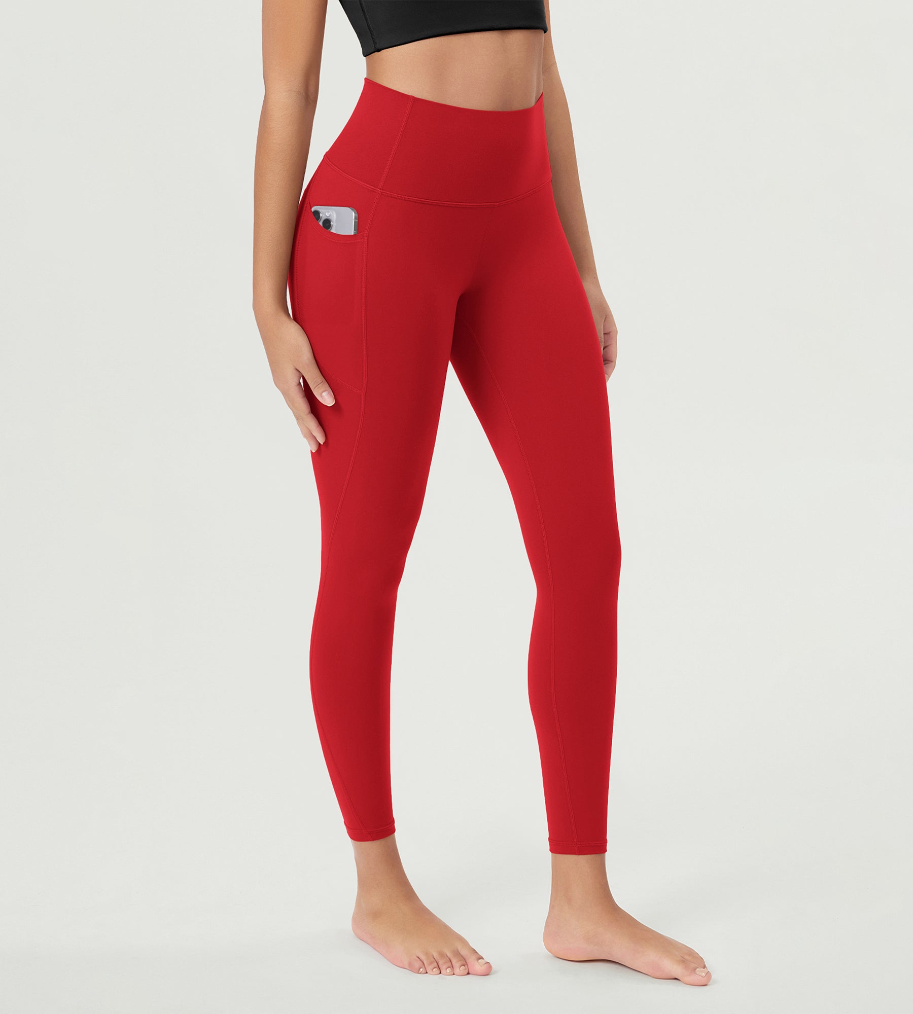ODCLOUD 25â€?Buttery Soft Lounge Yoga Leggings with Pockets Red - ododos