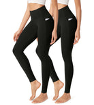 2-Pack 28" Buttery Soft Lounge Yoga Leggings with Pockets Black+Black - ododos