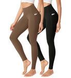 2-Pack 28" Buttery Soft Lounge Yoga Leggings with Pockets Black+brunette - ododos