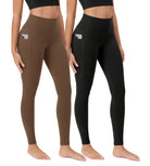 ODCLOUD 2-Pack 28” Buttery Soft Lounge Yoga Leggings with Pockets Black+brunette - ododos