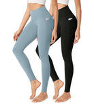 2-Pack 28" Buttery Soft Lounge Yoga Leggings with Pockets Black+chambray - ododos