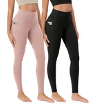 ODCLOUD 2-Pack 28” Buttery Soft Lounge Yoga Leggings with Pockets Black+dusty Pink - ododos