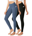 2-Pack 28" Buttery Soft Lounge Yoga Leggings with Pockets Black+Ink Blue - ododos