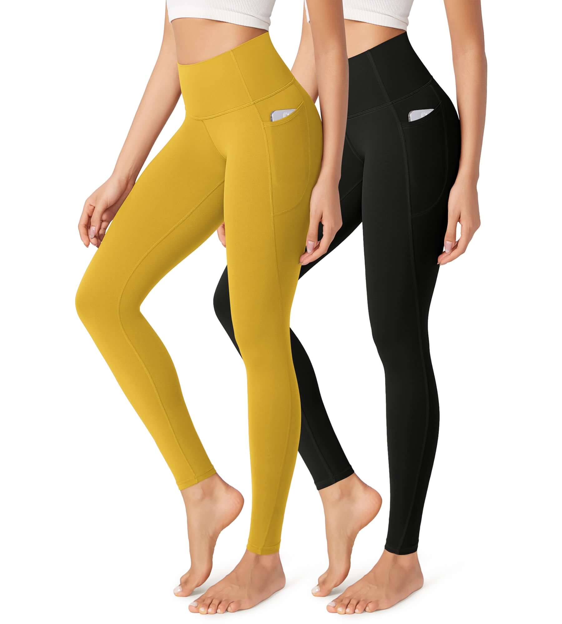 2-Pack 28" Buttery Soft Lounge Yoga Leggings with Pockets Black+mango Mint - ododos