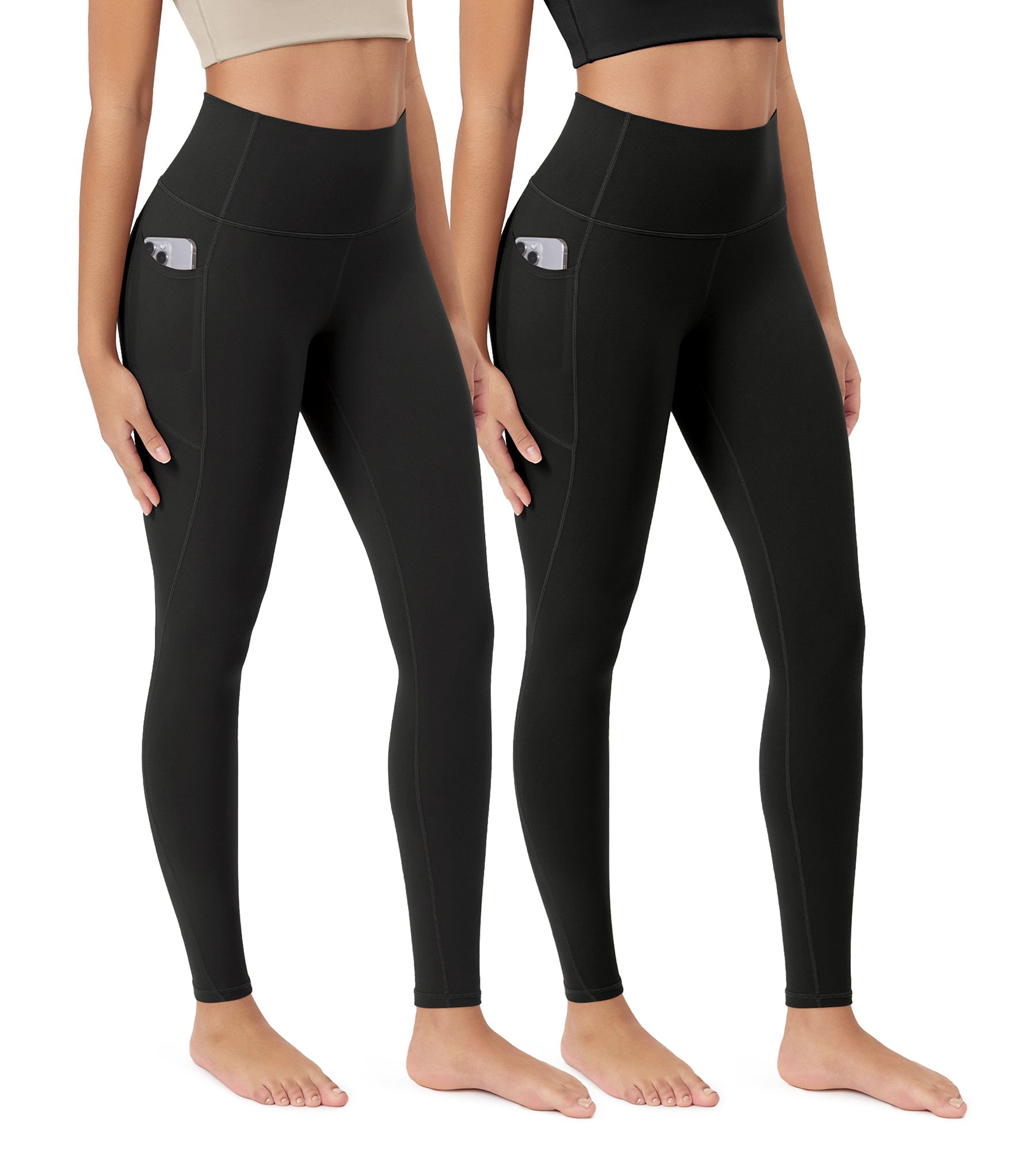 ODCLOUD 2-Pack 28â€?Buttery Soft Lounge Yoga Leggings with Pockets Black+onyx Black Grey - ododos