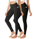 2-Pack 28" Buttery Soft Lounge Yoga Leggings with Pockets Black+onyx Black Grey - ododos