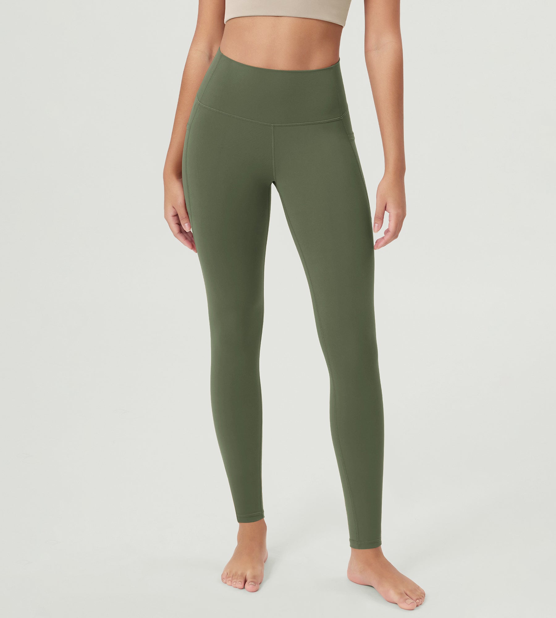 ODCLOUD 28â€?Buttery Soft Lounge Yoga Leggings with Pockets Dark Olive - ododos