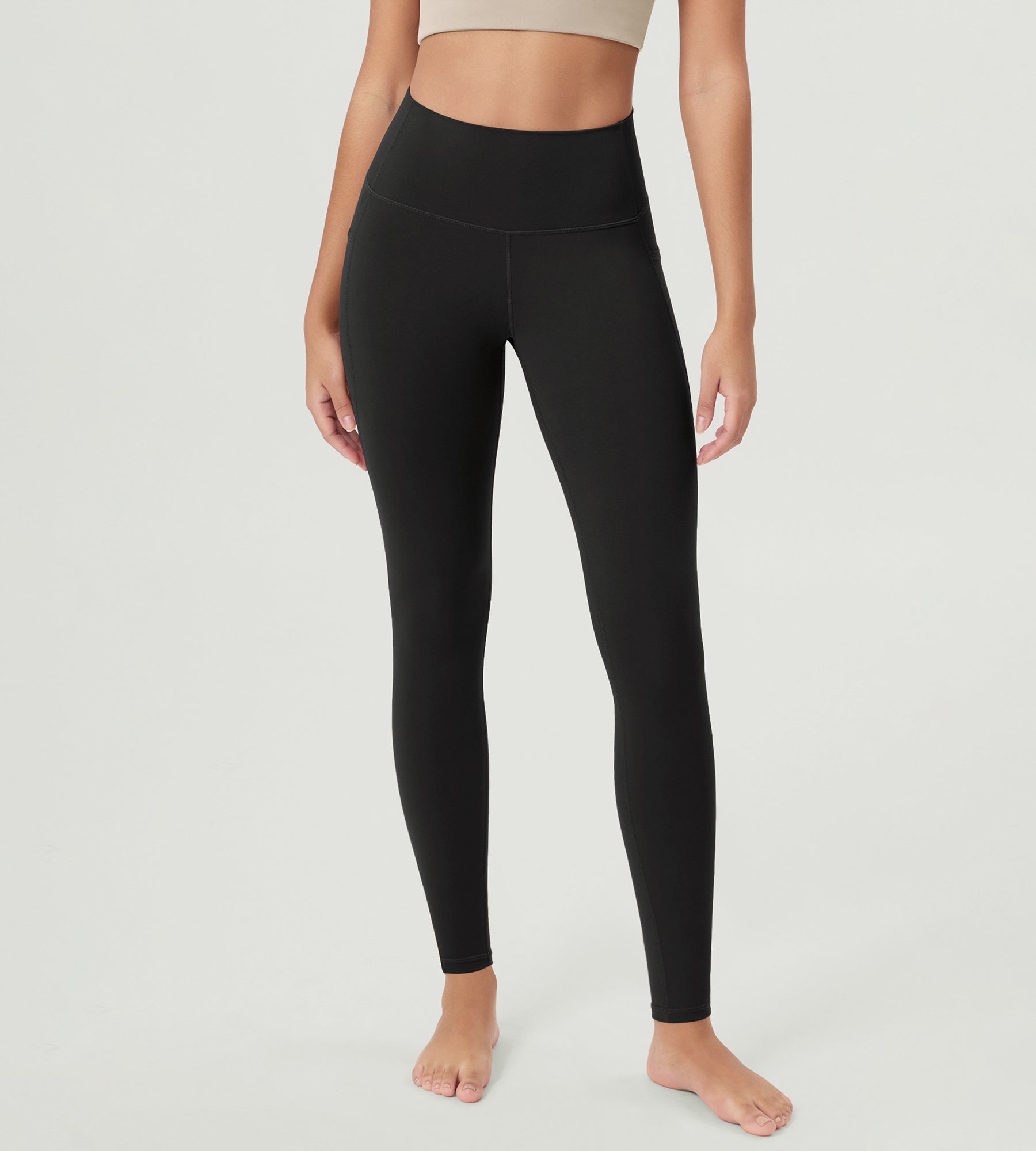 ODCLOUD 28â€?Buttery Soft Lounge Yoga Leggings with Pockets Onyx Black Grey - ododos
