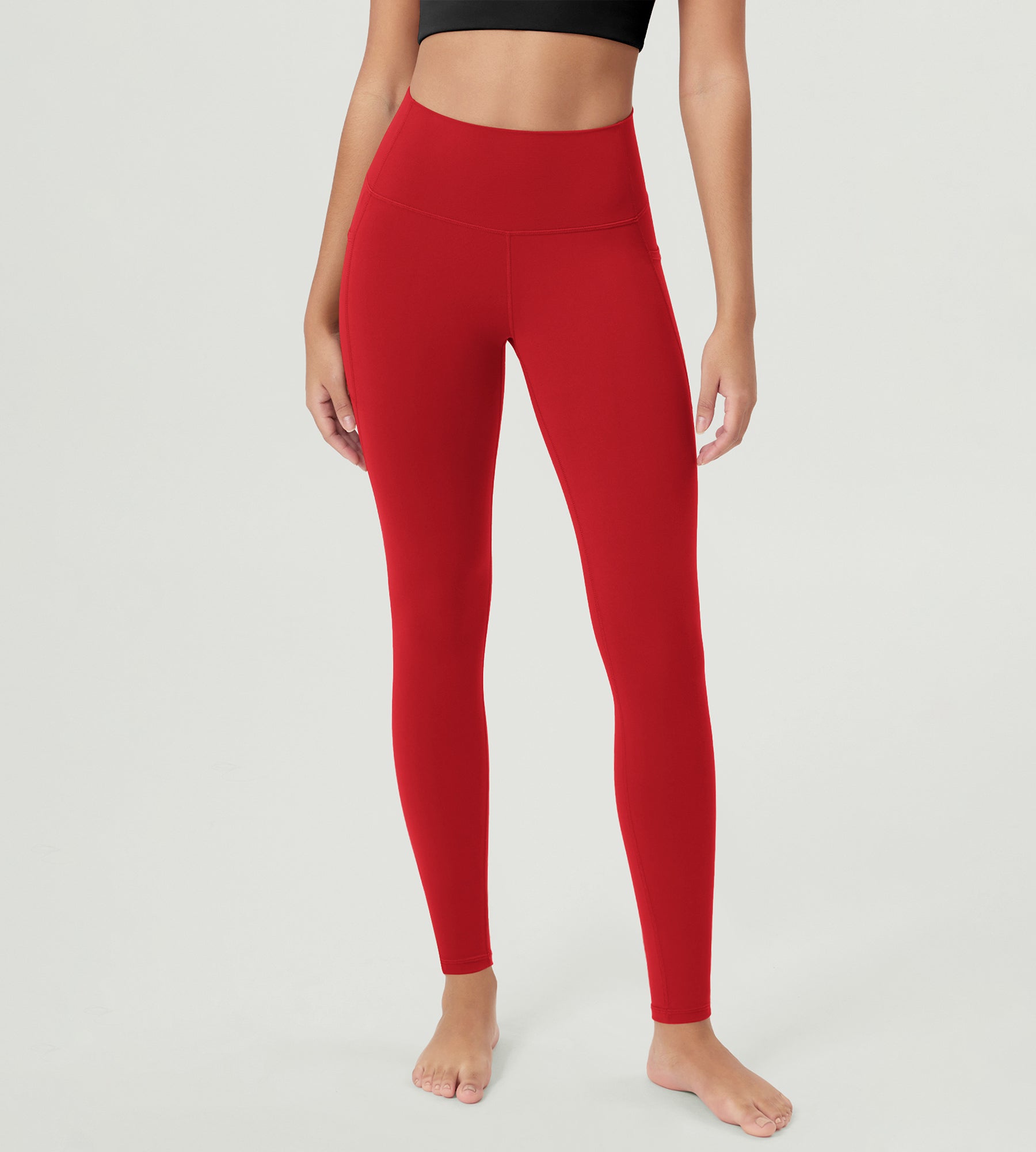 ODCLOUD 28â€?Buttery Soft Lounge Yoga Leggings with Pockets Red - ododos