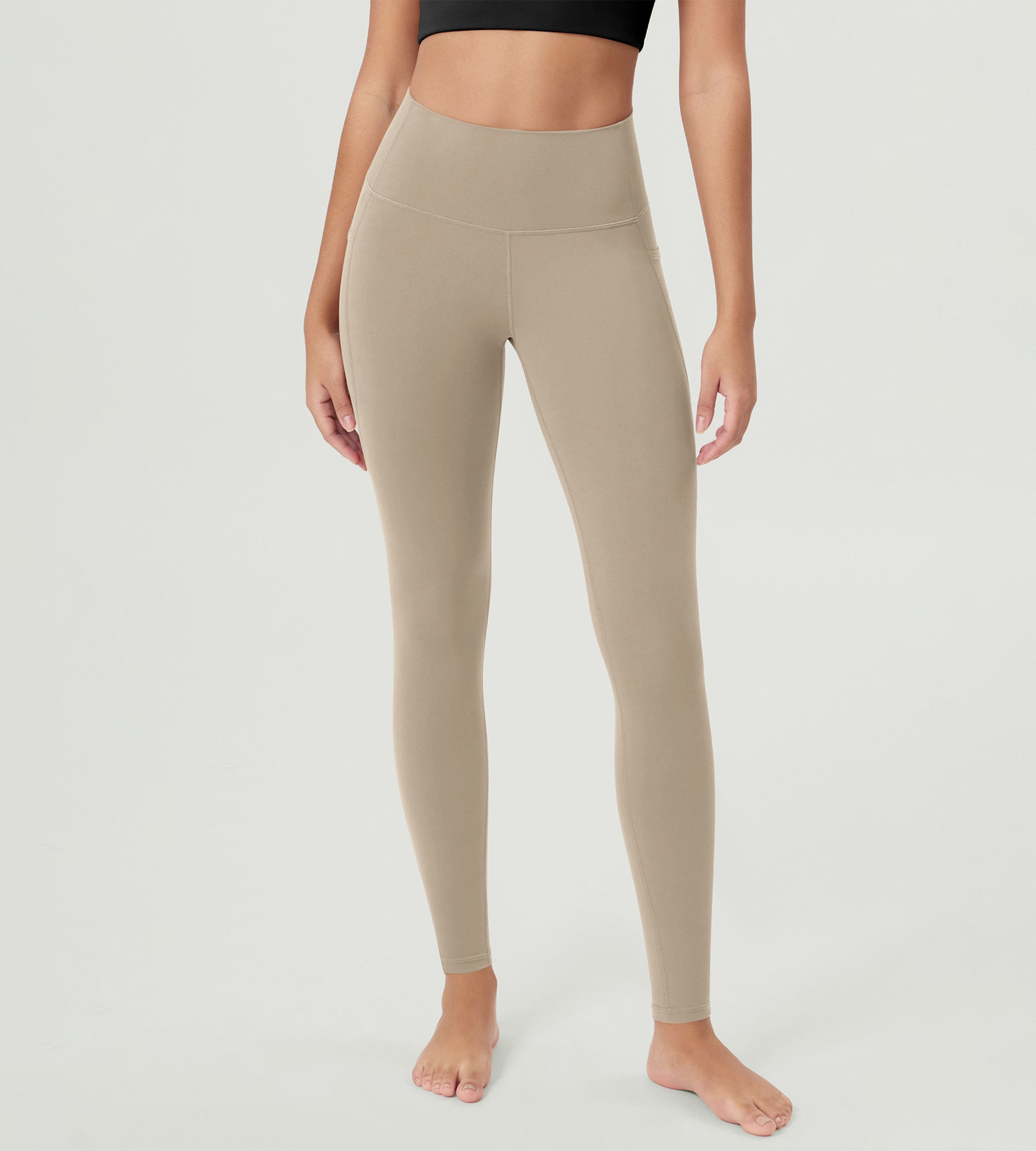 ODCLOUD 28â€?Buttery Soft Lounge Yoga Leggings with Pockets Shaker Beige - ododos