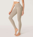 28" Odcloud Buttery Soft Yoga High Waist Yoga Leggings with Pockets Shaker Beige - ododos