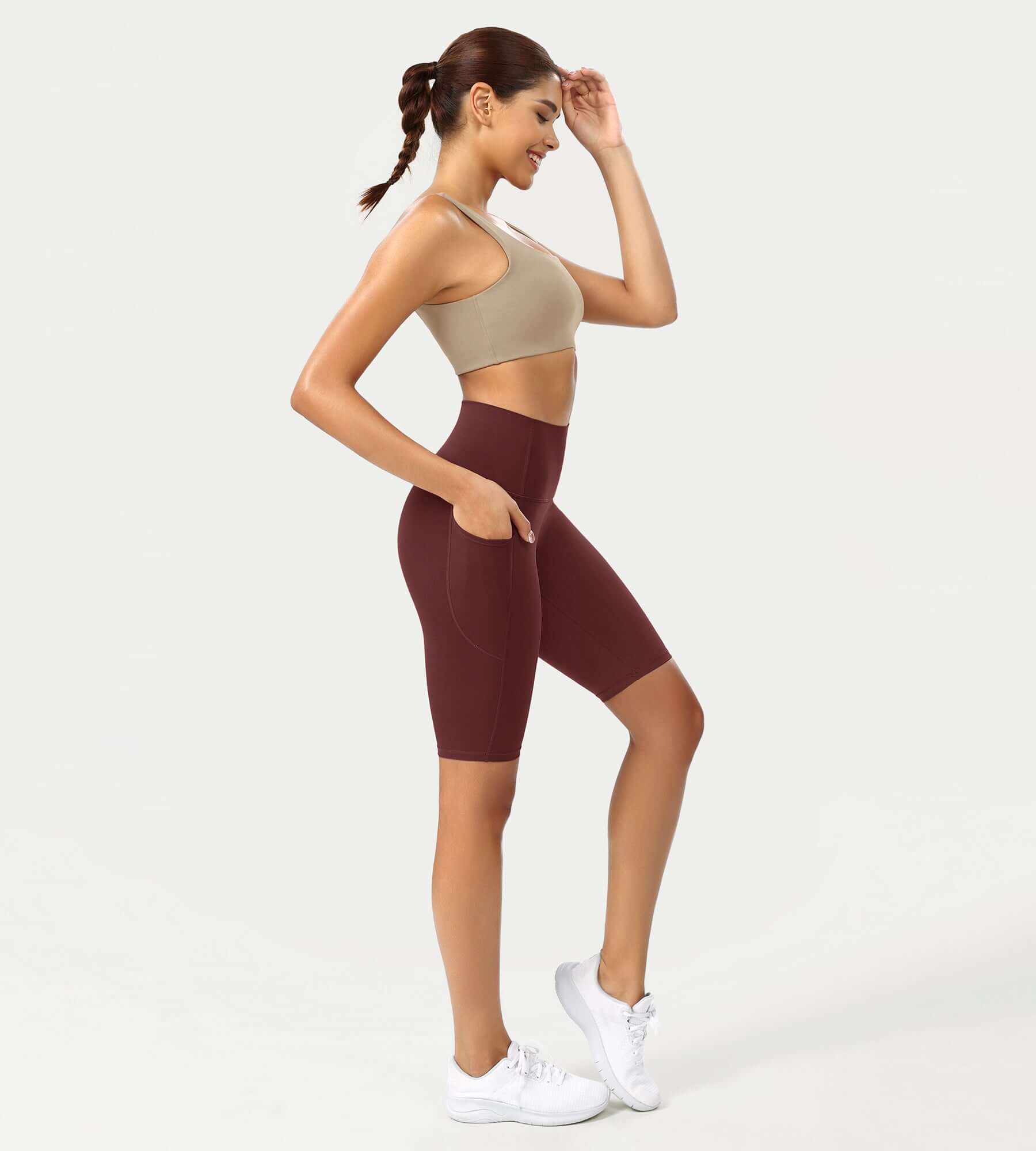 ODCLOUD 10 High Waist Lounge Yoga Shorts Burgundy - ododos