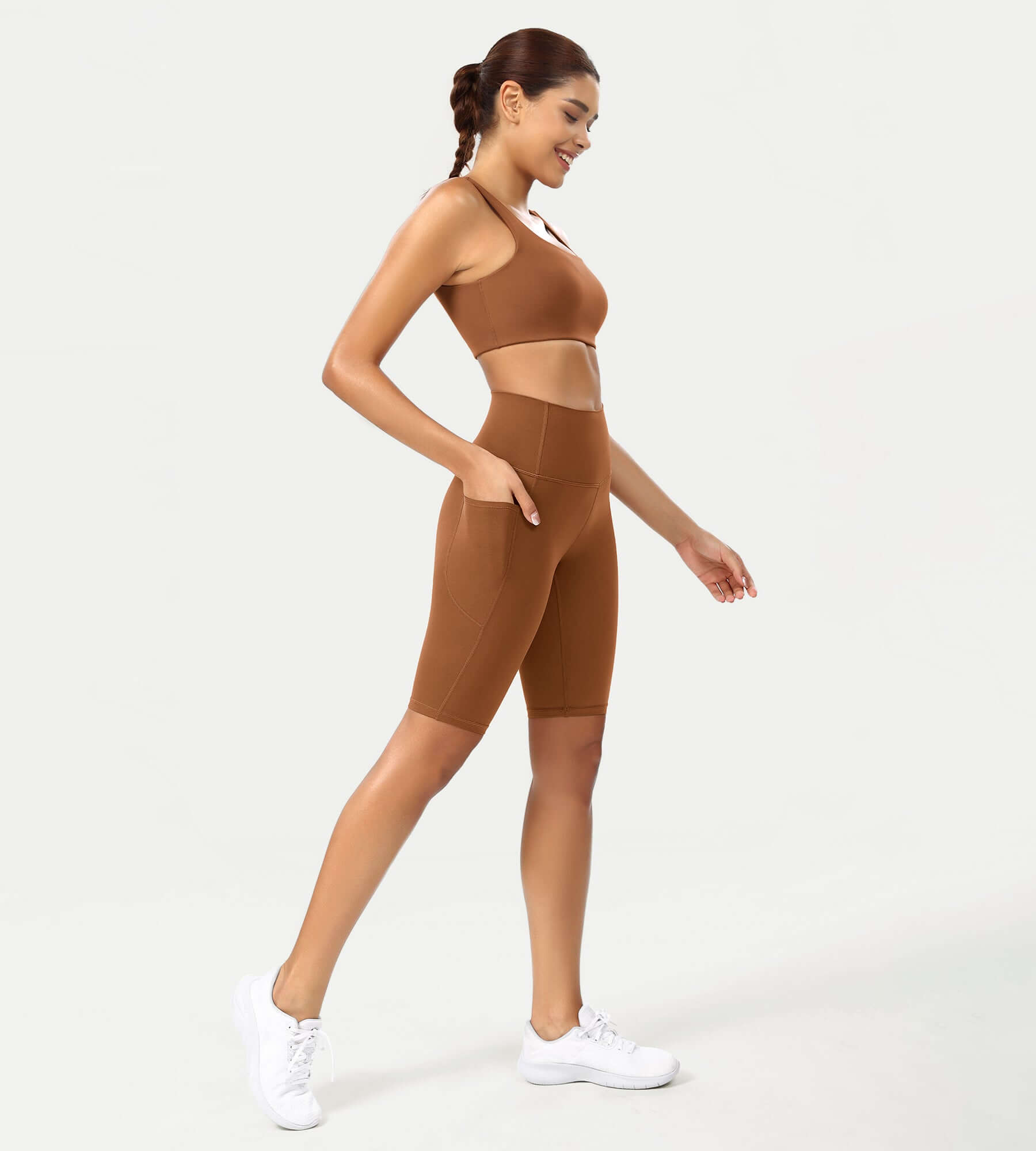 ODCLOUD 10 High Waist Lounge Yoga Shorts Caramel - ododos