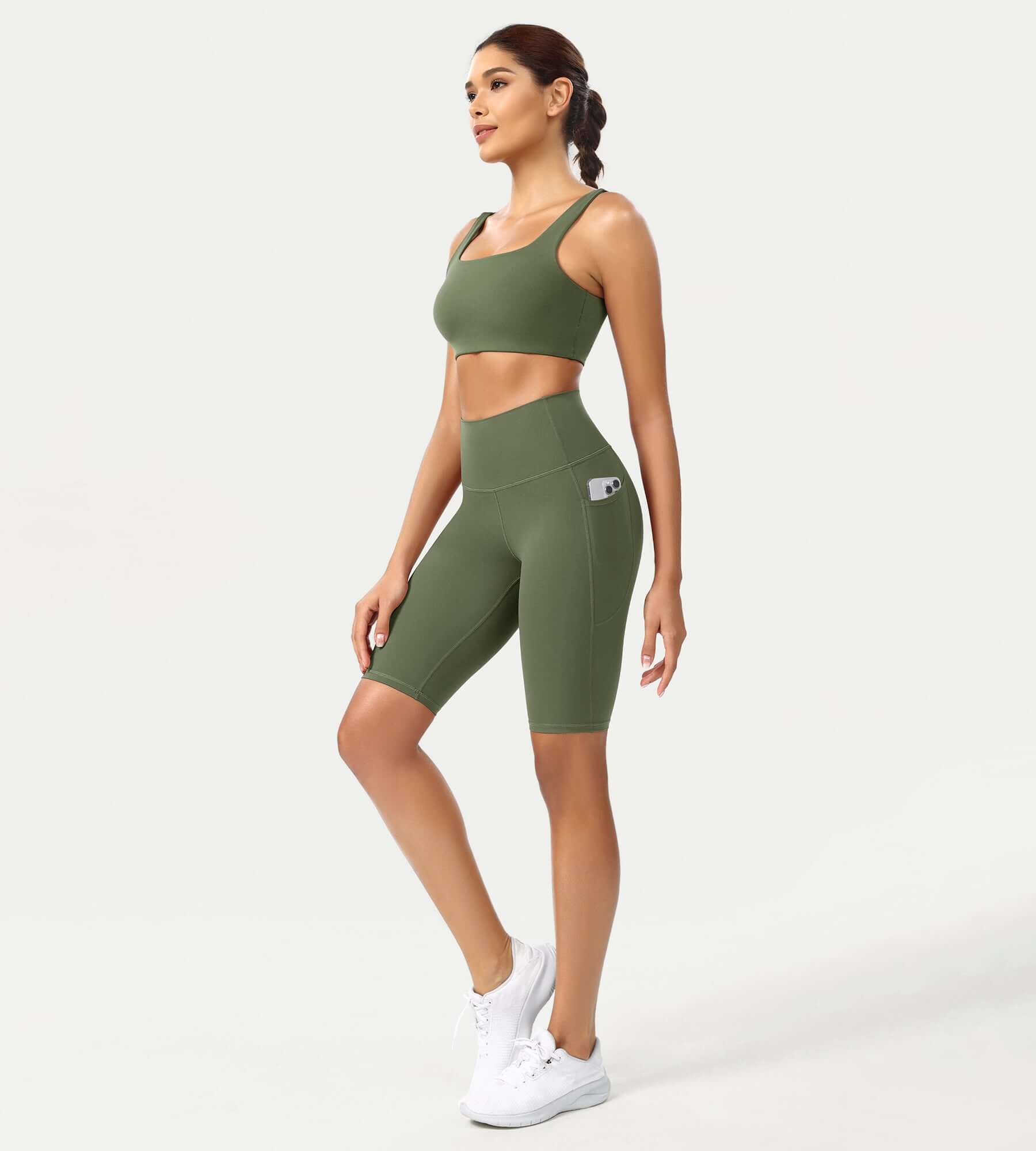 ODCLOUD 10 High Waist Lounge Yoga Shorts Dark Olive - ododos