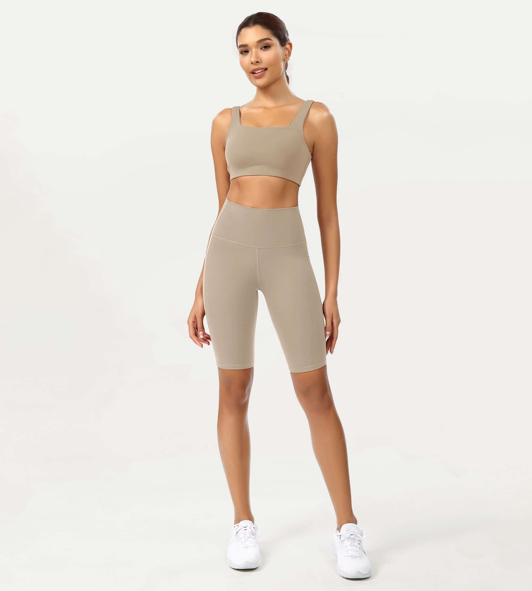 ODCLOUD 10 High Waist Lounge Yoga Shorts Shaker Beige - ododos