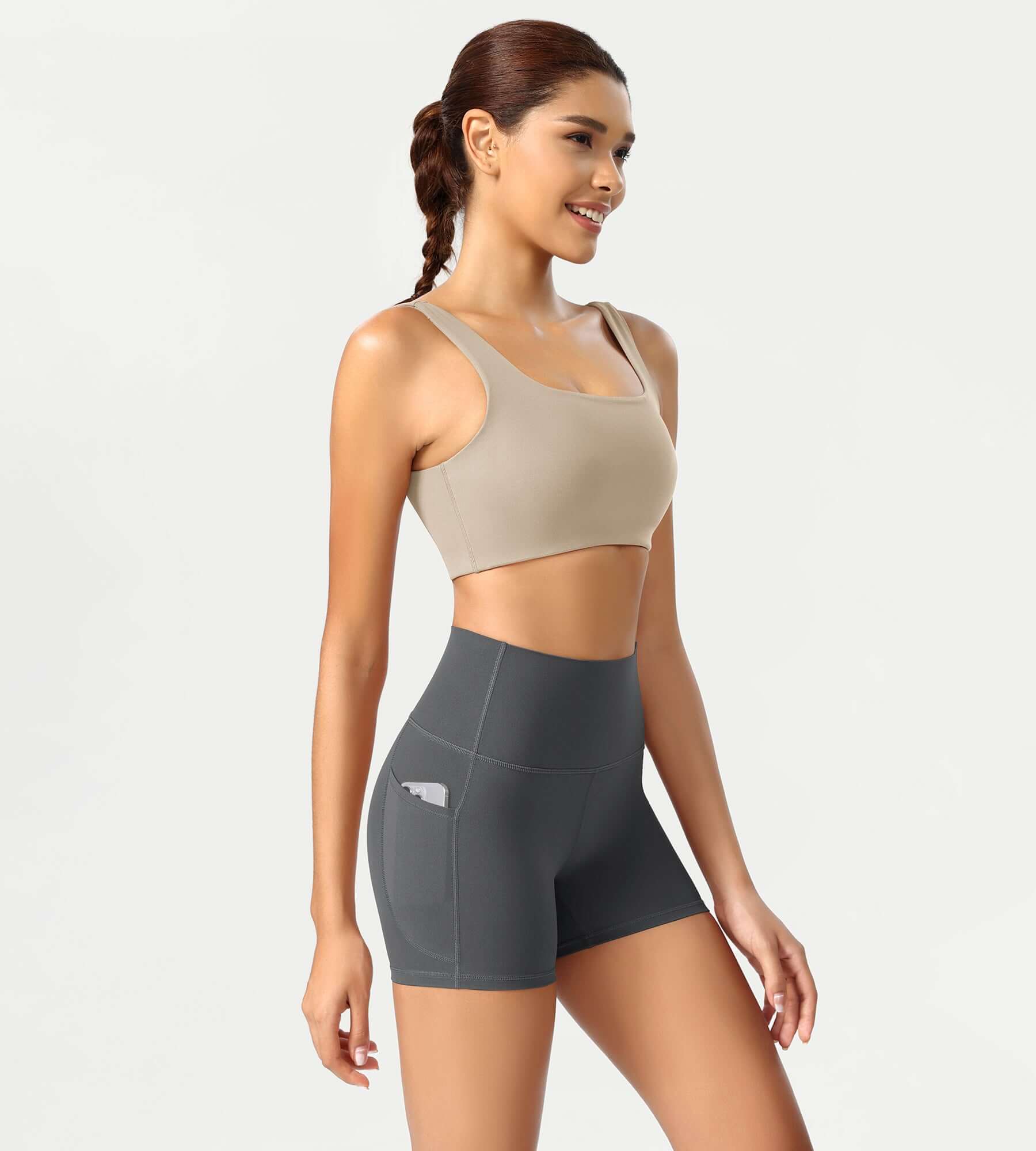 ODCLOUD 4 High Waist Lounge Yoga Shorts Charcoal - ododos