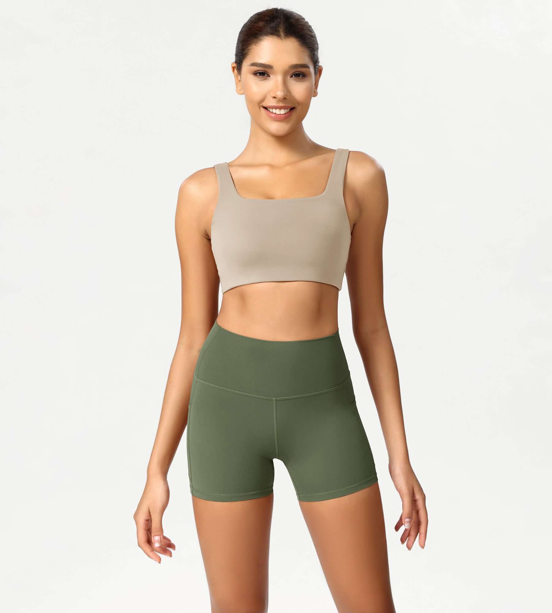 ODCLOUD 4 High Waist Lounge Yoga Shorts Dark Olive - ododos