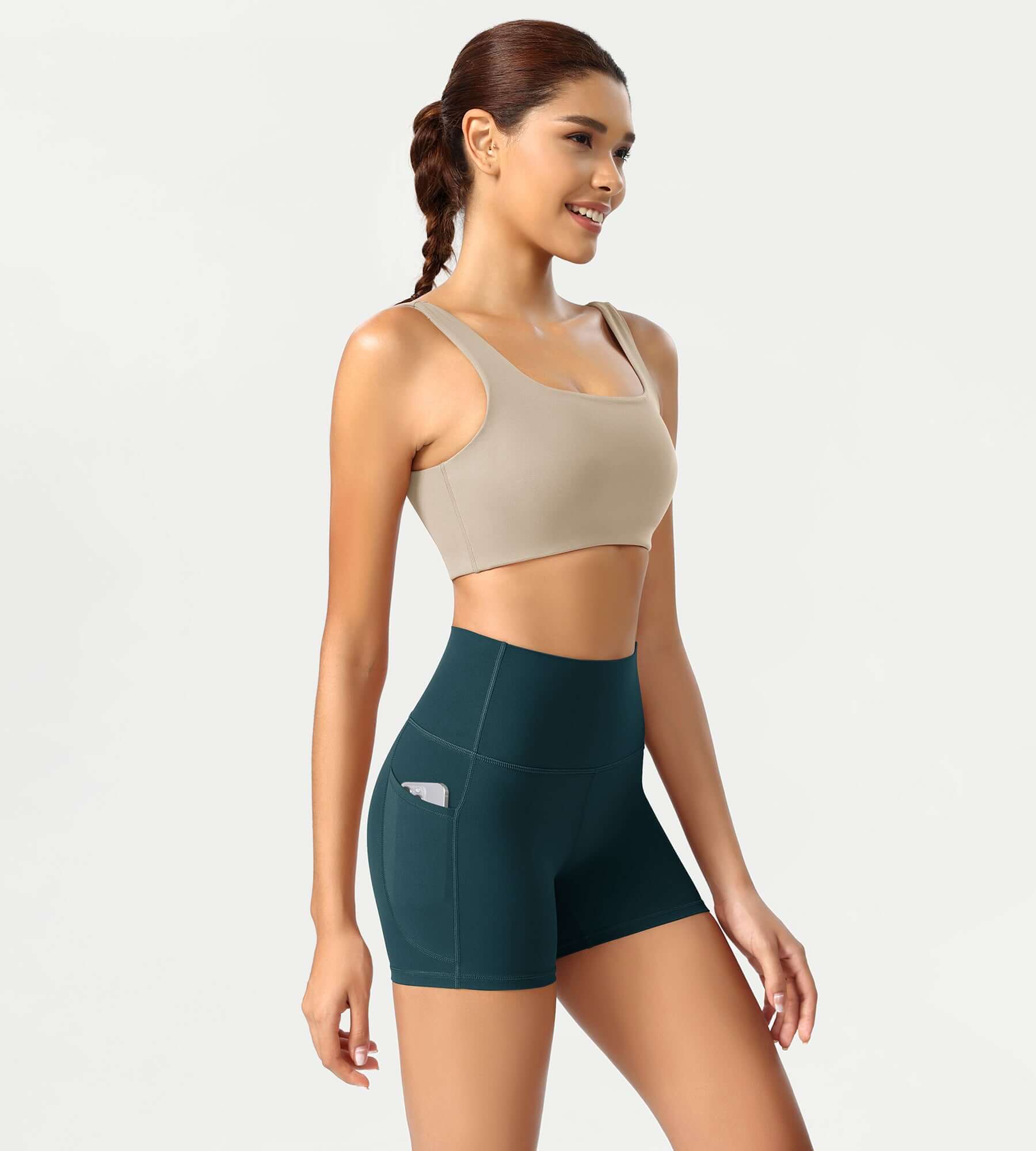 ODCLOUD 4 High Waist Lounge Yoga Shorts Forest Teal - ododos
