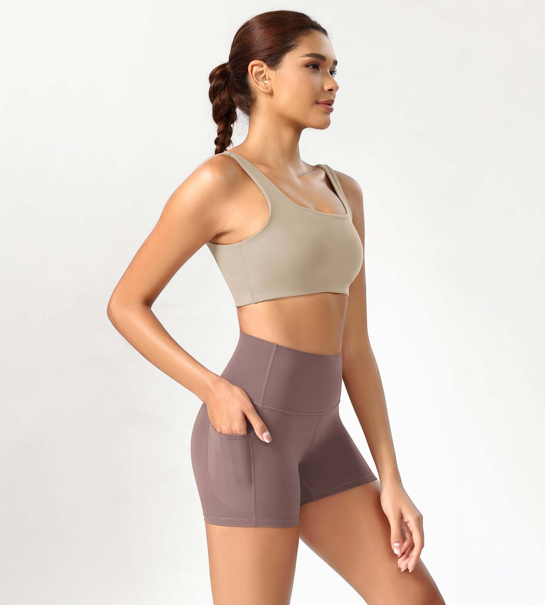 ODCLOUD 4 High Waist Lounge Yoga Shorts Purple Taupe - ododos