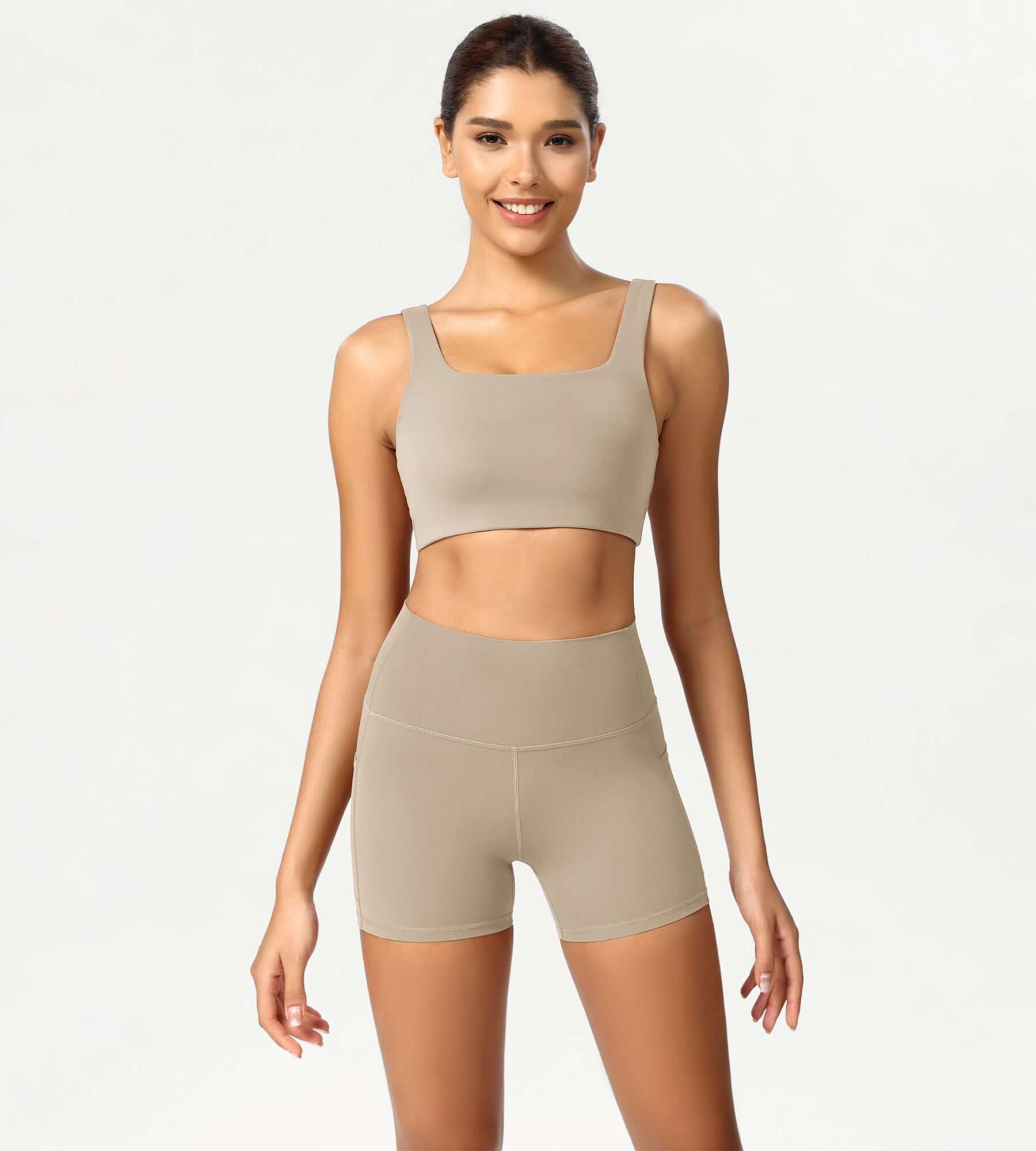 ODCLOUD 4 High Waist Lounge Yoga Shorts Shaker Beige - ododos