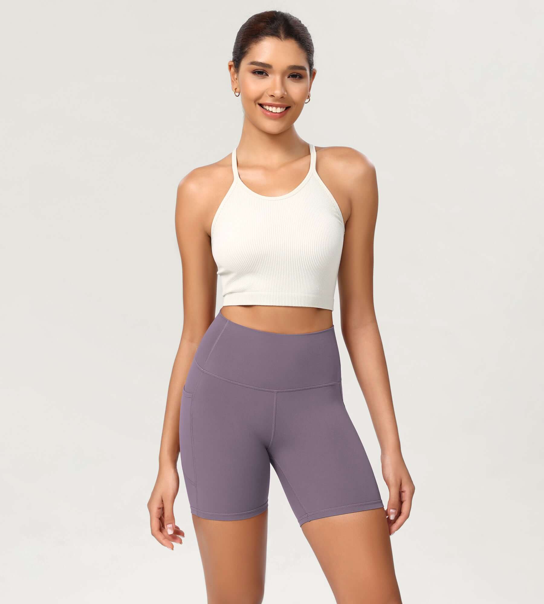 ODCLOUD 6 High Waist Lounge Yoga Shorts Ash Violet - ododos