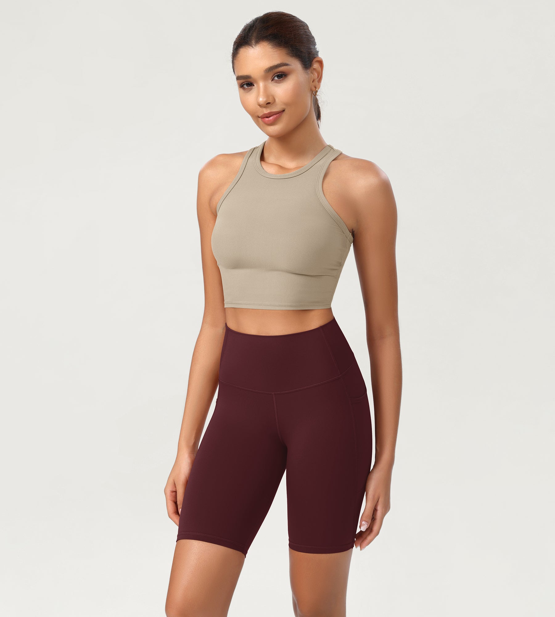 ODCLOUD 8" High Waist Lounge Yoga Shorts Burgundy - ododos