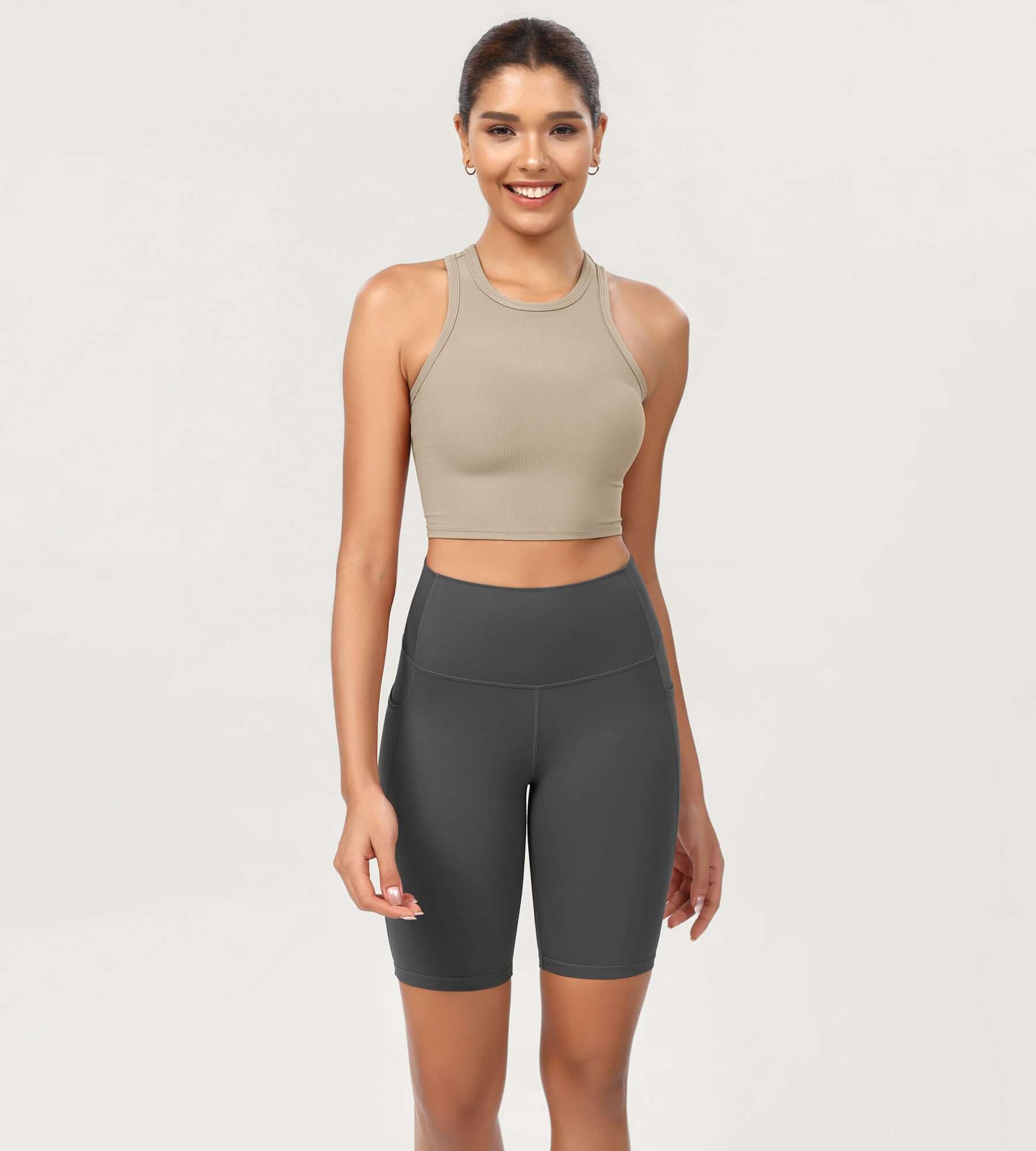 ODCLOUD 8 High Waist Lounge Yoga Shorts Charcoal - ododos
