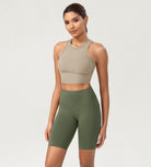 ODCLOUD 8" High Waist Lounge Yoga Shorts Dark Olive - ododos