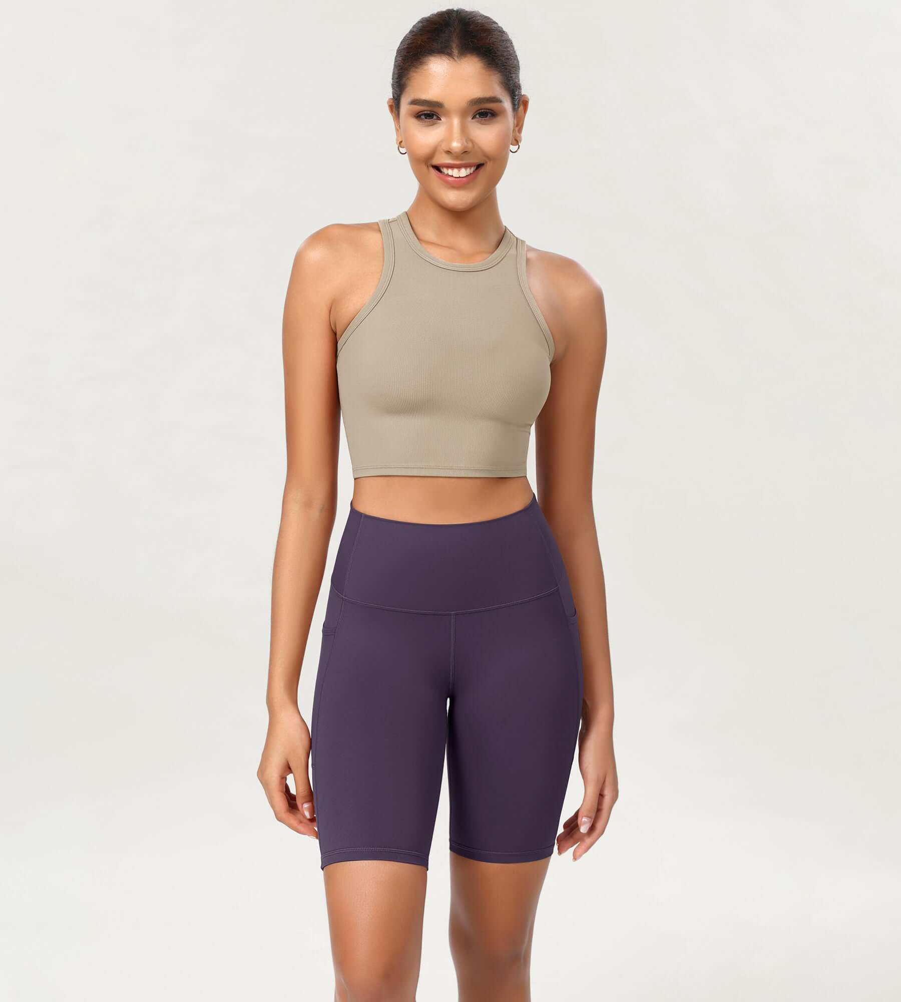ODCLOUD 8 High Waist Lounge Yoga Shorts Dark Purple - ododos