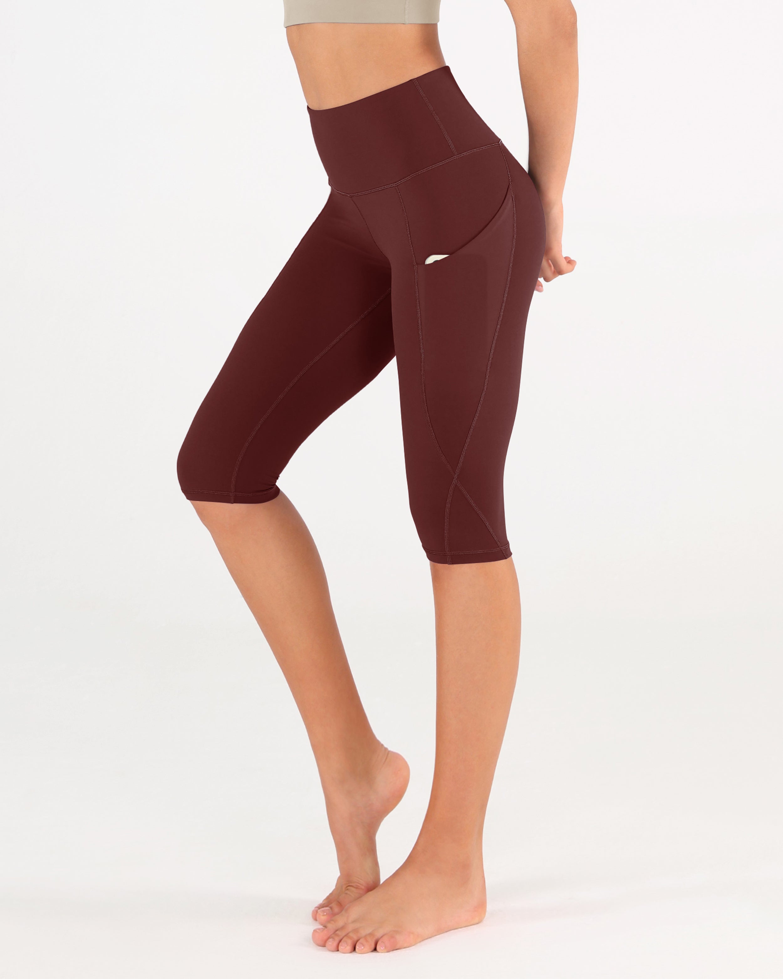 ODODOS High Waist Yoga Capris with Pockets Ash Violet M